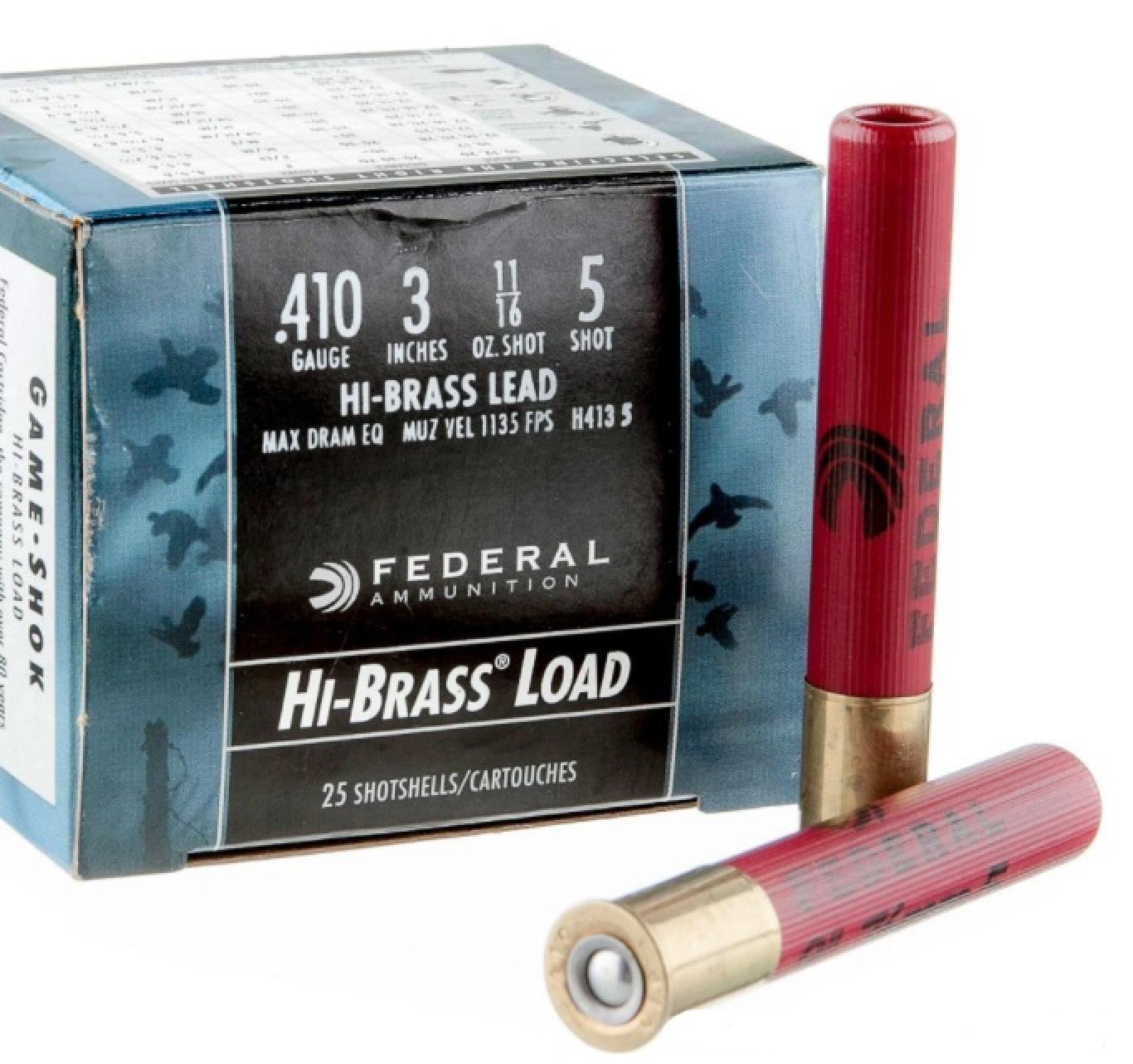 Federal Premium Upland Hi-Brass Game Shok .410 Gauge #5 Shotshells Info