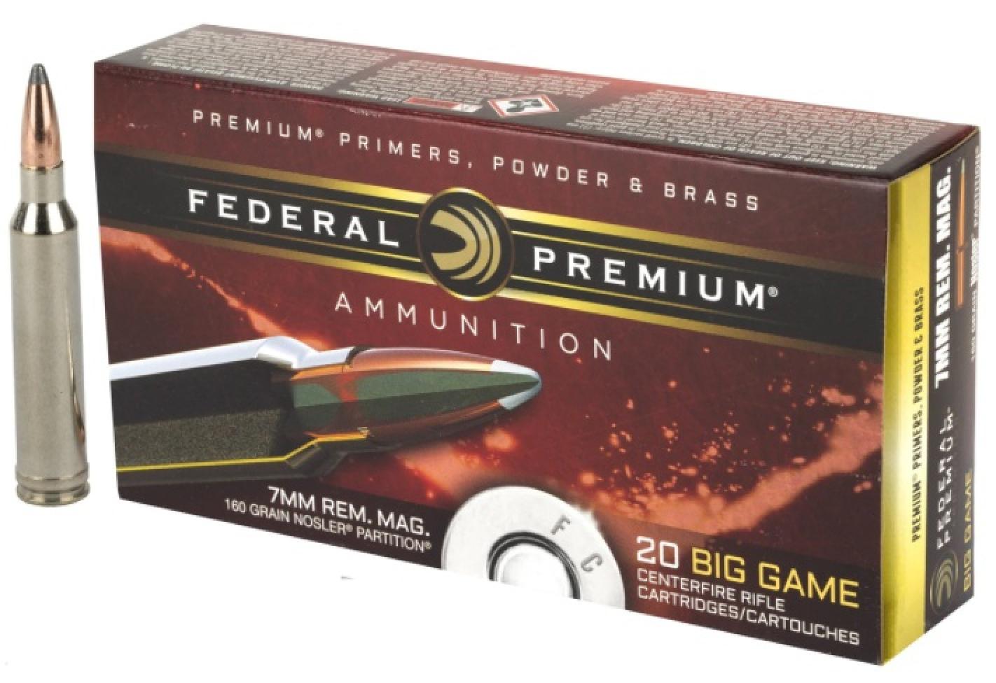 Federal Premium Vital-Shok 7mm Remington Magnum 160 Grain Nosler Partition