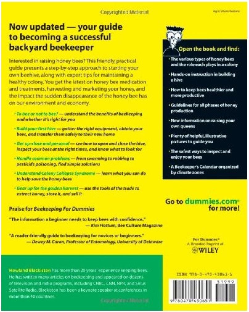 Beekeeping For Dummies Back Cover