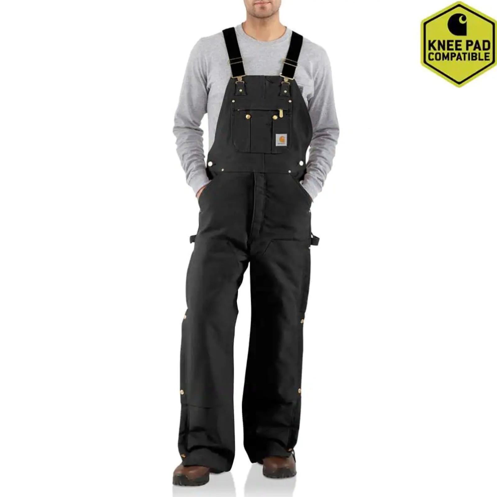 Carhartt Men's 38 in. x 34 in. Black Cotton Midweight Bib Overalls