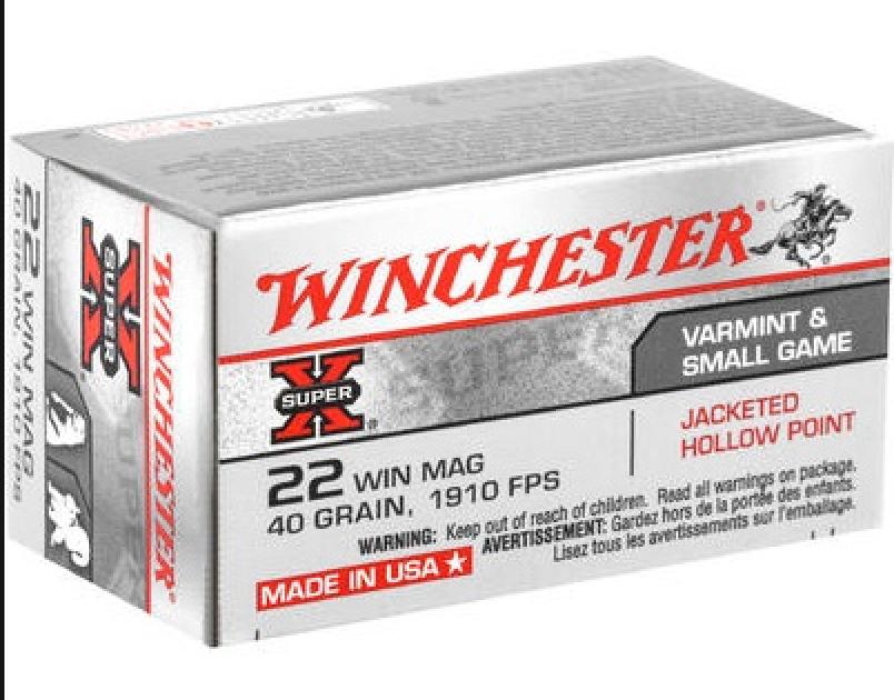 Winchester Super-X 22 Winchester Magnum Rimfire (WMR) 40 Grain Jacketed Hollow Point