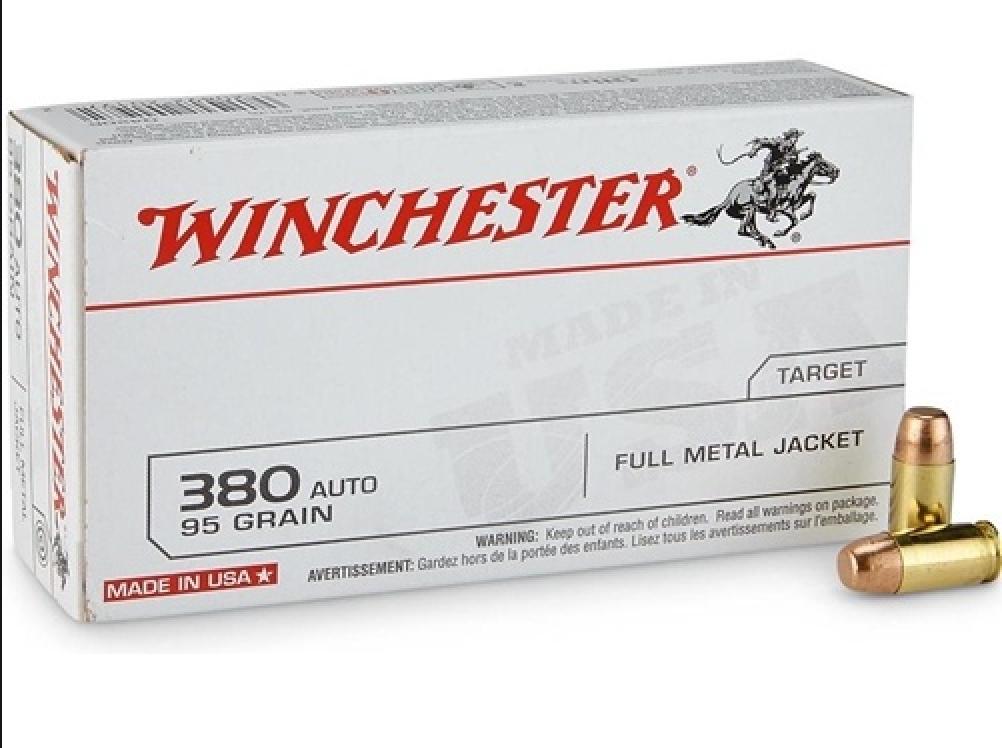 Winchester USA 380 ACP 95 Grain Full Metal Jacket
