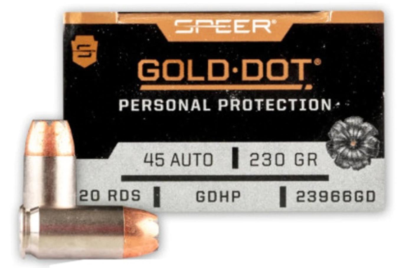 Speer Gold Dot 45 Caliber (451 Diameter) 230 Grain Bonded Jacketed Hollow Point