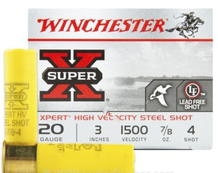Winchester Xpert High Velocity 20 Gauge 3" 7/8 oz #4 Non-Toxic Plated Steel Shot