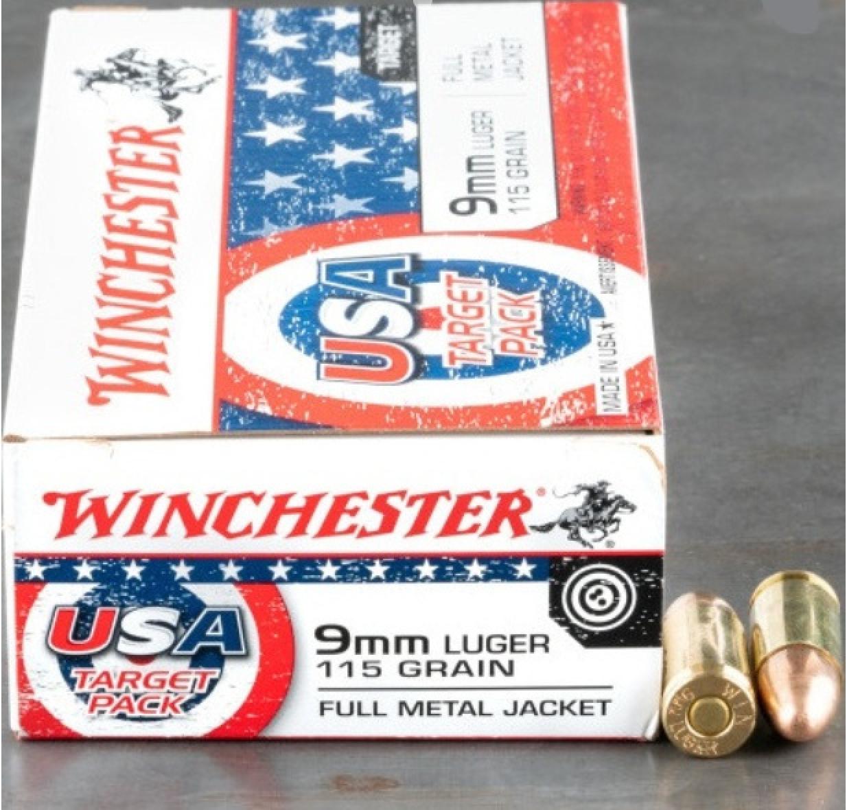 Winchester USA 9mm Luger 115 Grain Full Metal Jacket