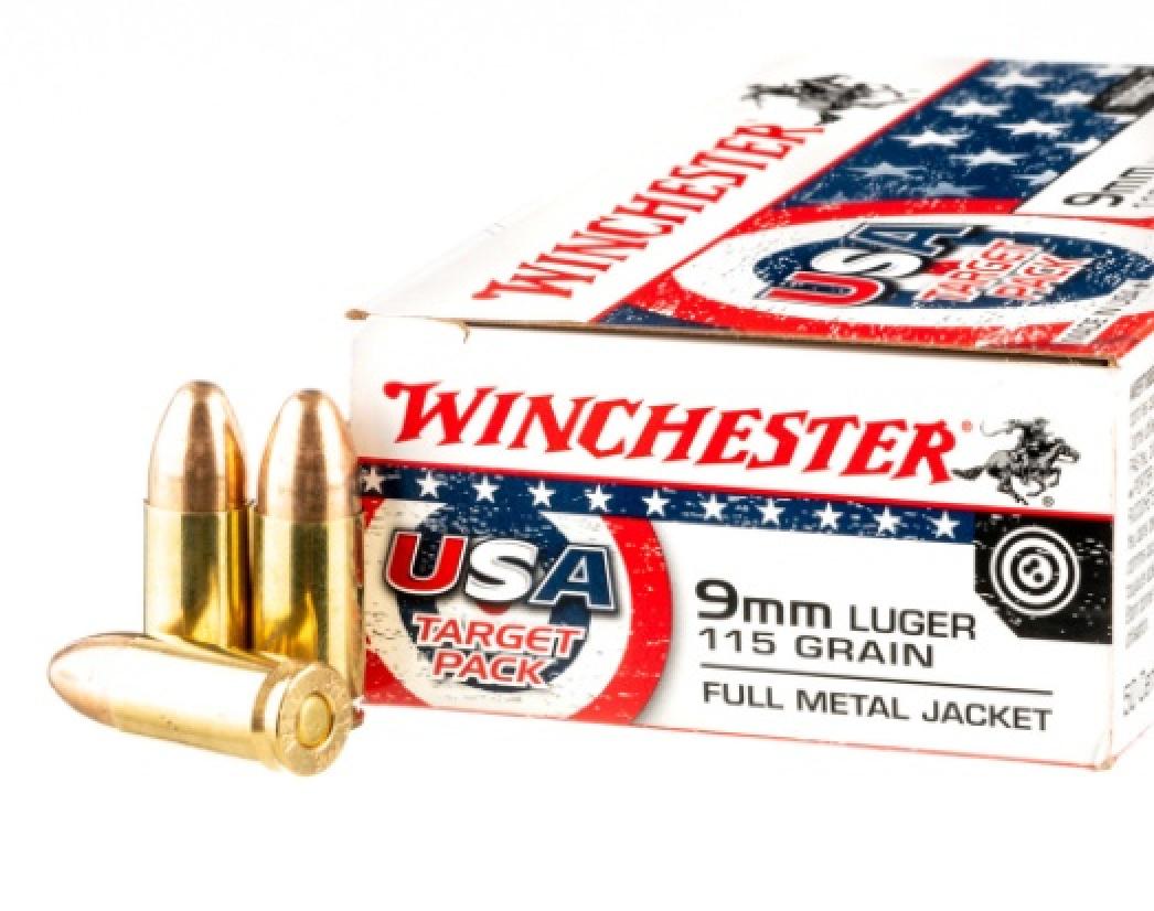 Winchester USA 9mm Luger 115 Grain Full Metal Jacket