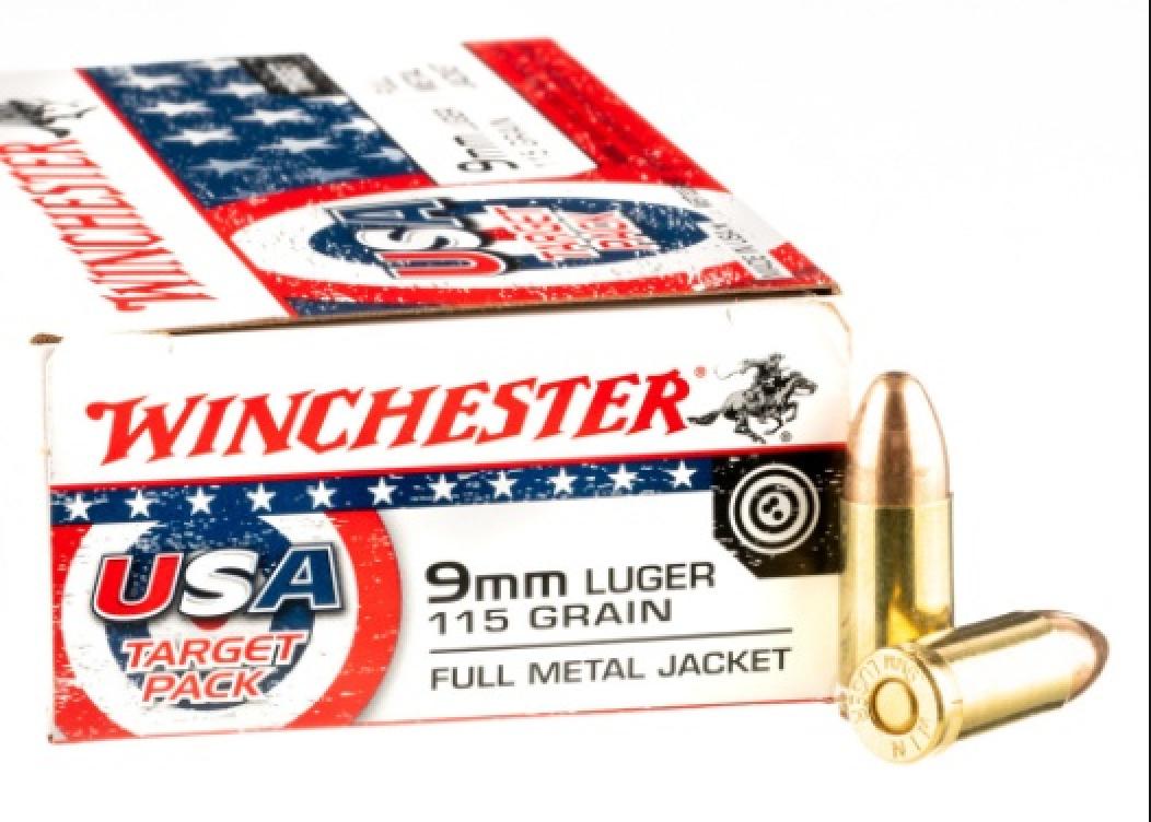 Winchester USA 9mm Luger 115 Grain Full Metal Jacket