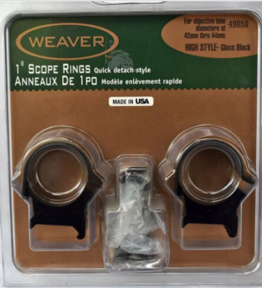 Weaver Optics Detachable Top Mount Rings 1" High