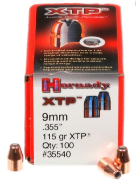 Hornady HP XTP 9MM (355 diameter) 115 grain
