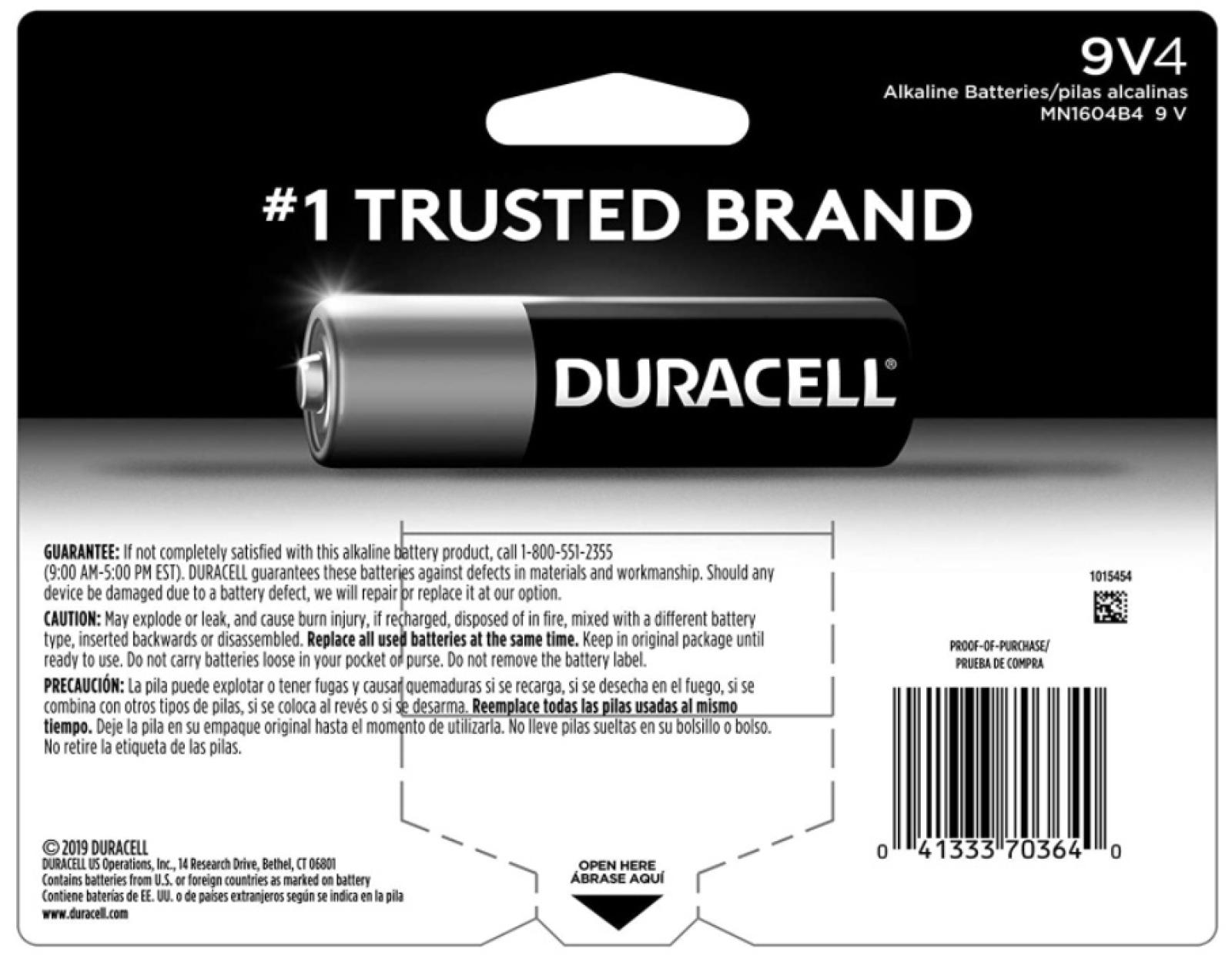 Duracell CopperTop 9V Alkaline Batteries - 2 count