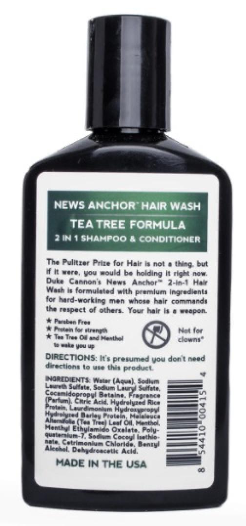 Duke Cannon News Anchor 2-n-1 Hair Wash - Tea Tree Formula