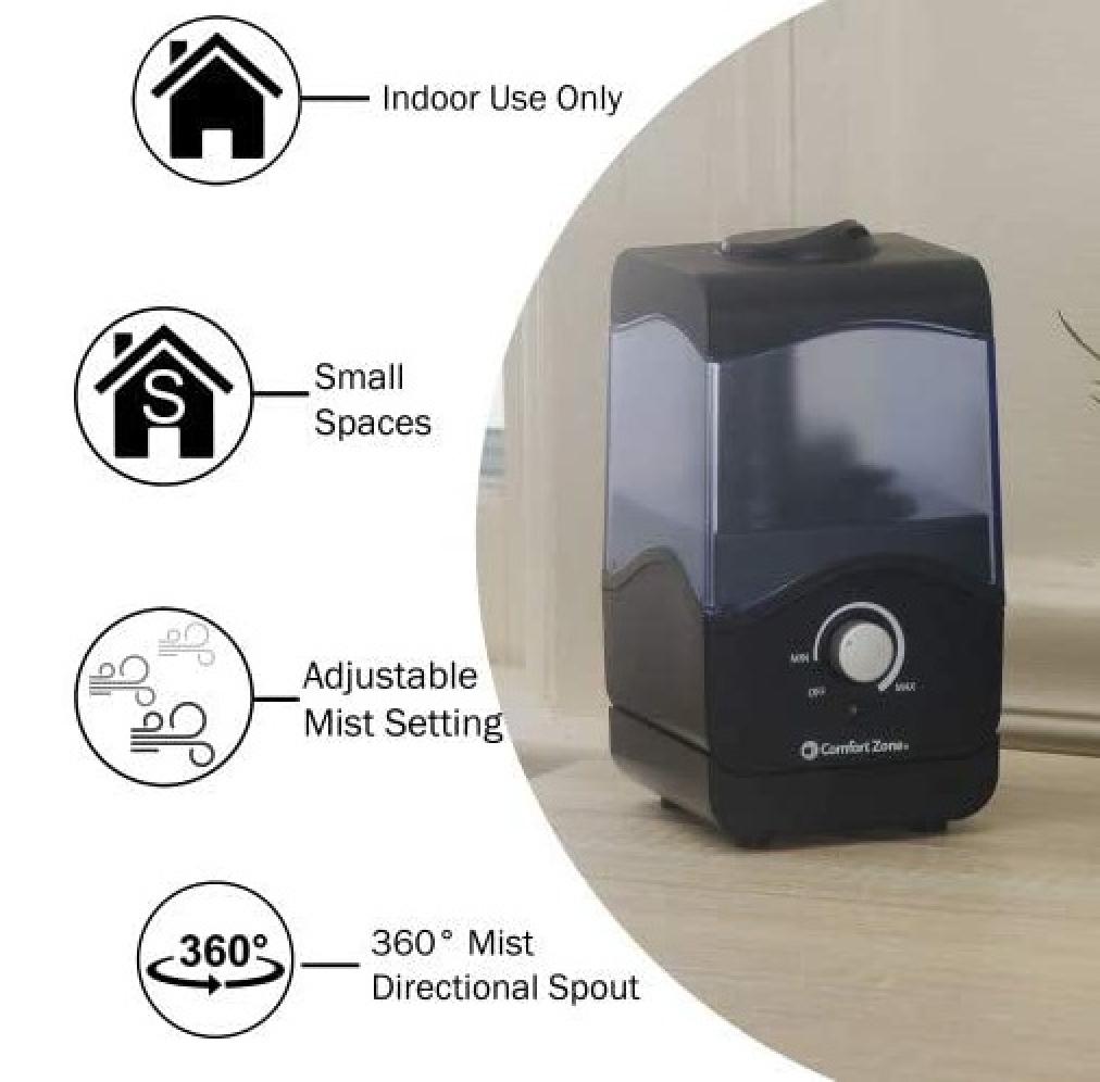 Comfort Zone Portable Ultrasonic Humidifier