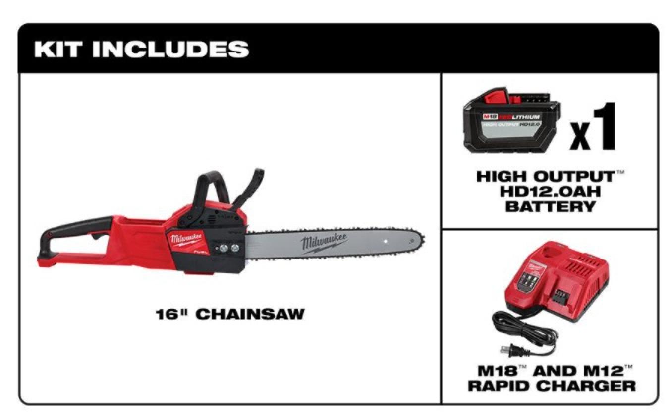 Milwaukee M18 FUEL 16 in. 18-Volt Lithium-Ion Battery Brushless Cordless Chainsaw Kit 