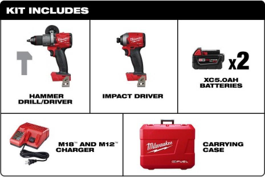 Milwaukee M18 FUEL™ Brushless Hammer Drill and Impact Driver Combo Kit
