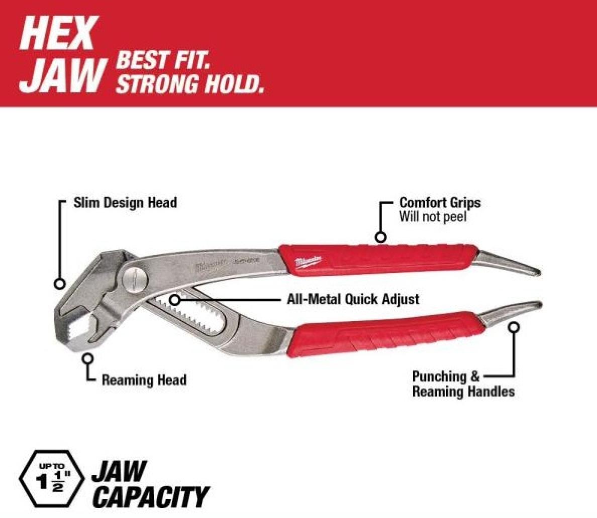 Milwaukee Comfort Grip Hex-Jaw Pliers 8 in