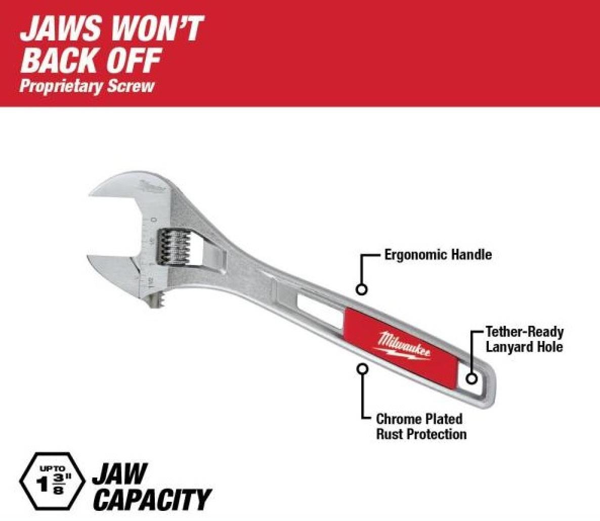 Milwaukee Wide Jaw Adjustable Wrench 10 in