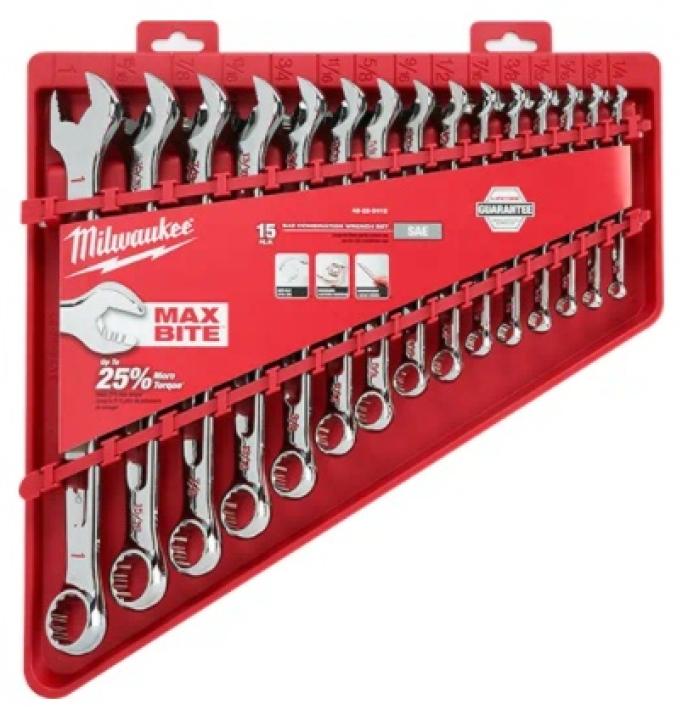 Milwaukee SAE Combination Wrench Set 15 piece
