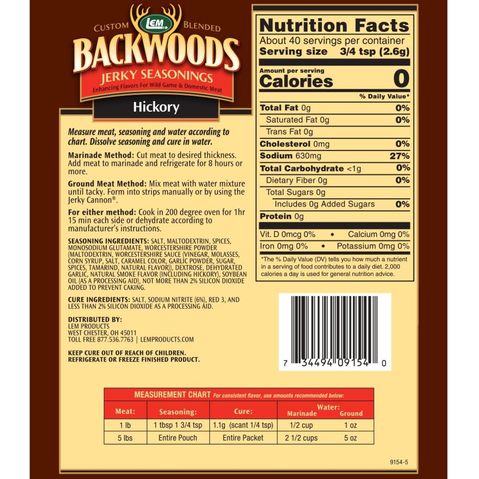 LEM Backwoods Hickory Jerky Seasonings 5lbs