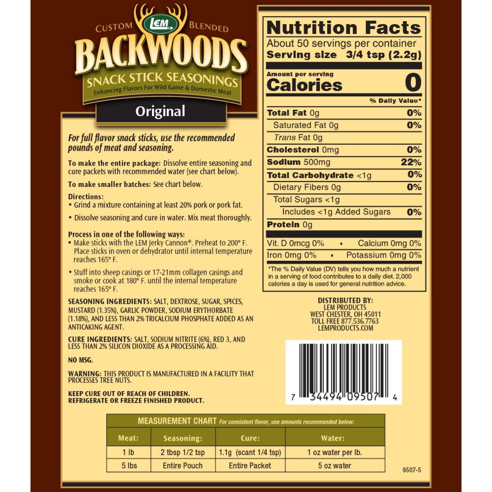 LEM Backwoods Original Snack Stick Seasonings 5lbs