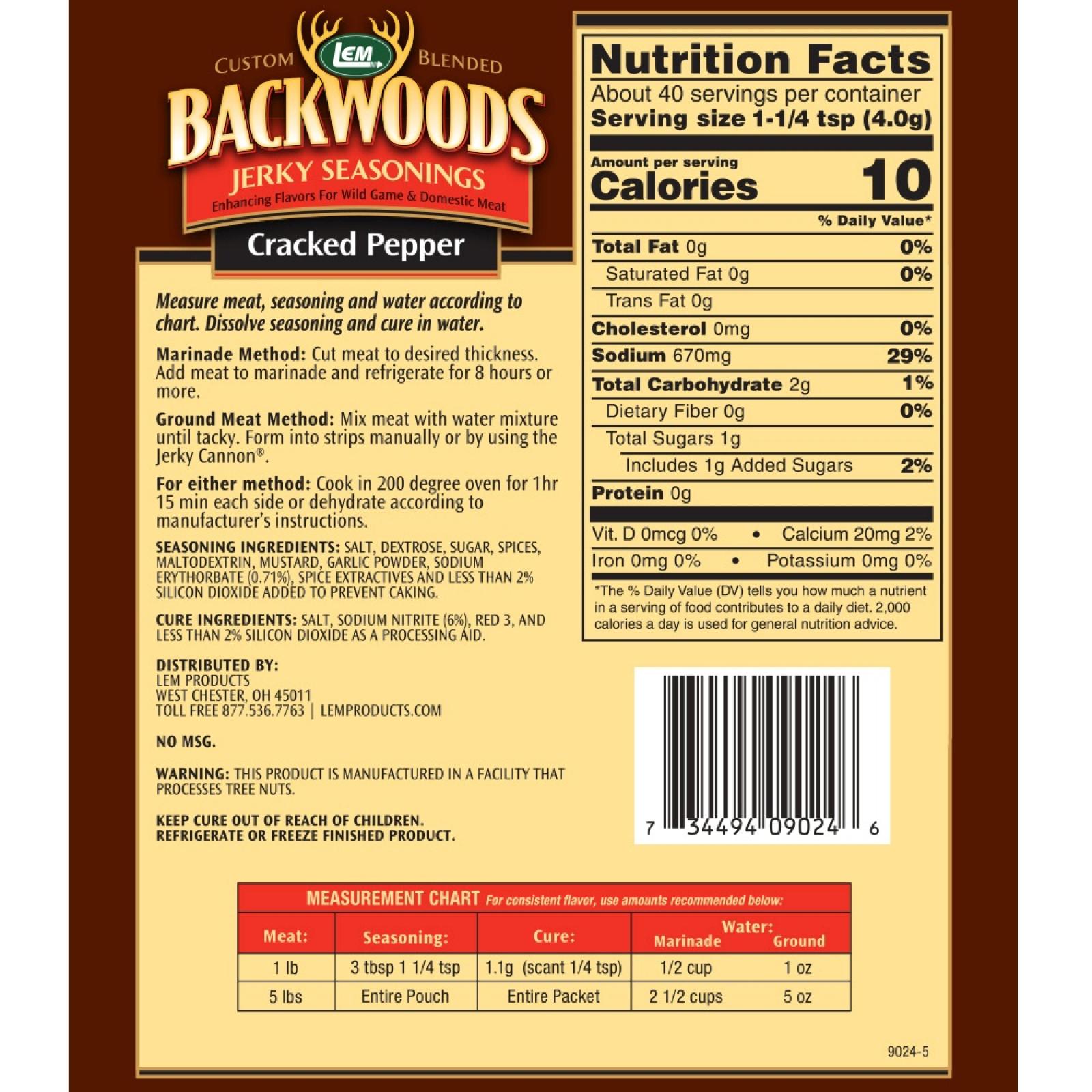 LEM Backwoods Cracked Pepper Jerky Seasonings 5lbs