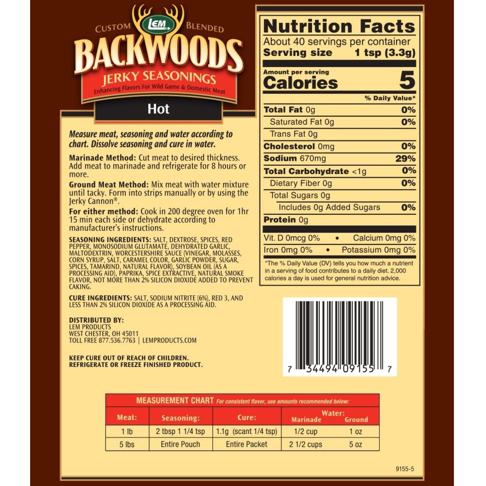 LEM Backwoods Hot Jerky Seasonings 5lbs