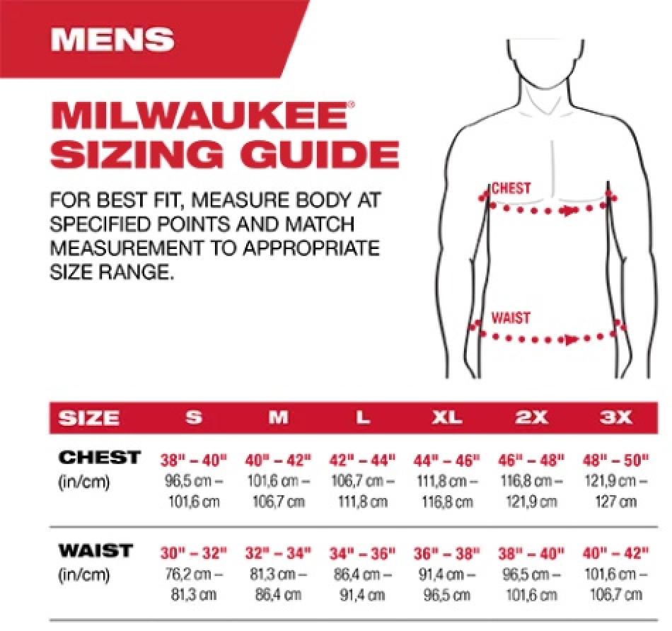 Milwaukee Heavy Duty Pocket Short Sleeve T-Shirt Fit Guide