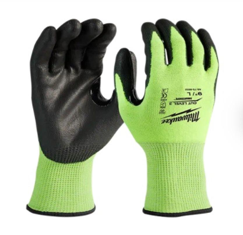 Milwaukee High-Visibility Cut Level 3 Polyurethane Dipped Gloves