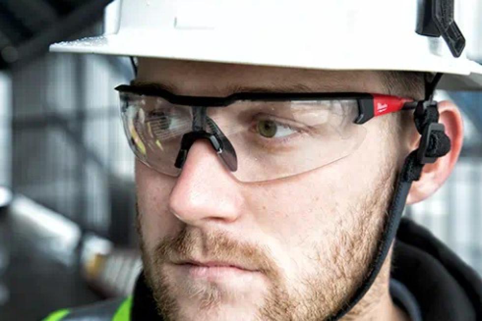 Milwaukee Anti-Scratch Safety Glasses on Model