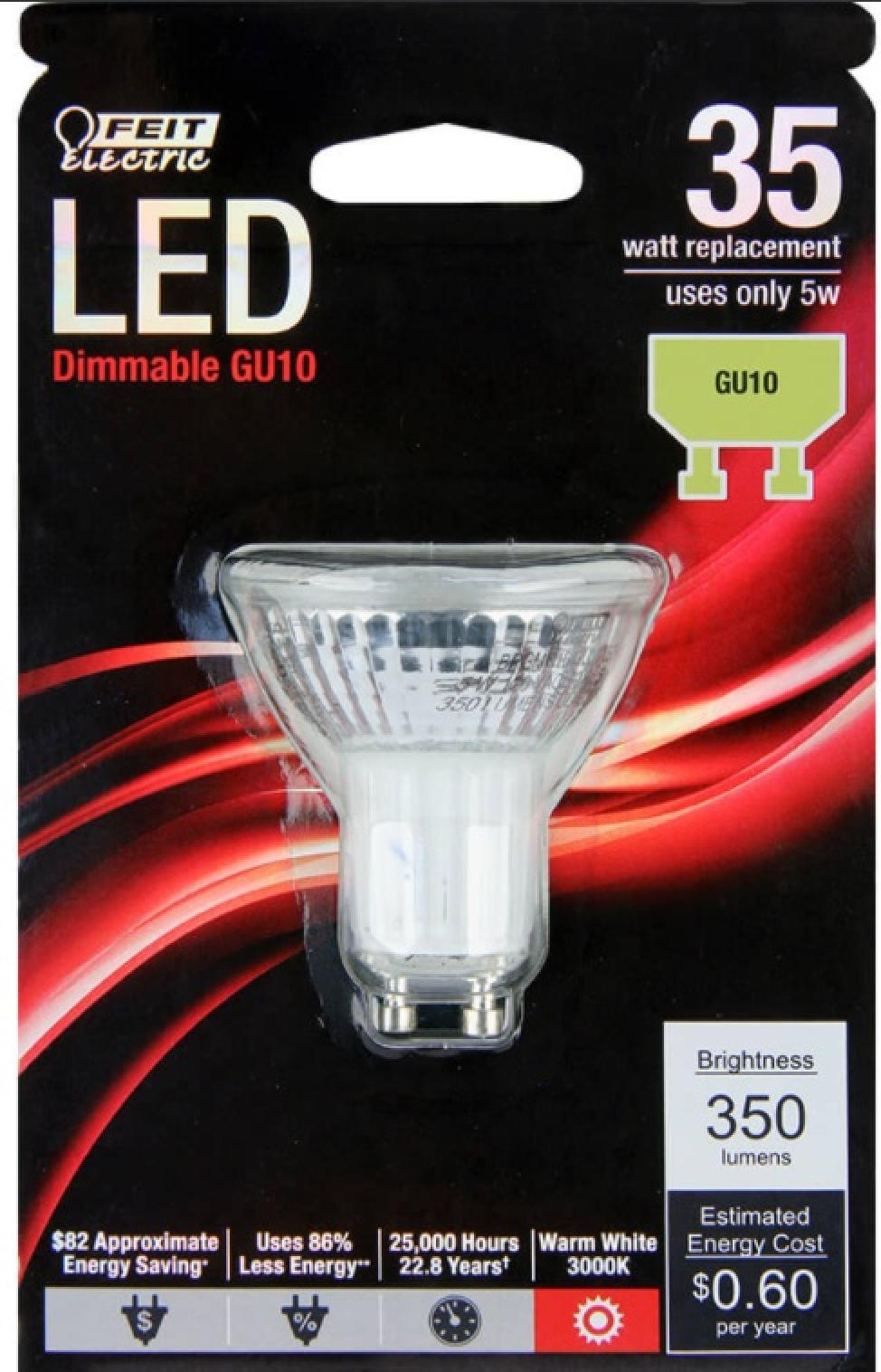 Feit Electric LED 35 Watt Equivalent 350 Lumens Dimmable Light Bulb