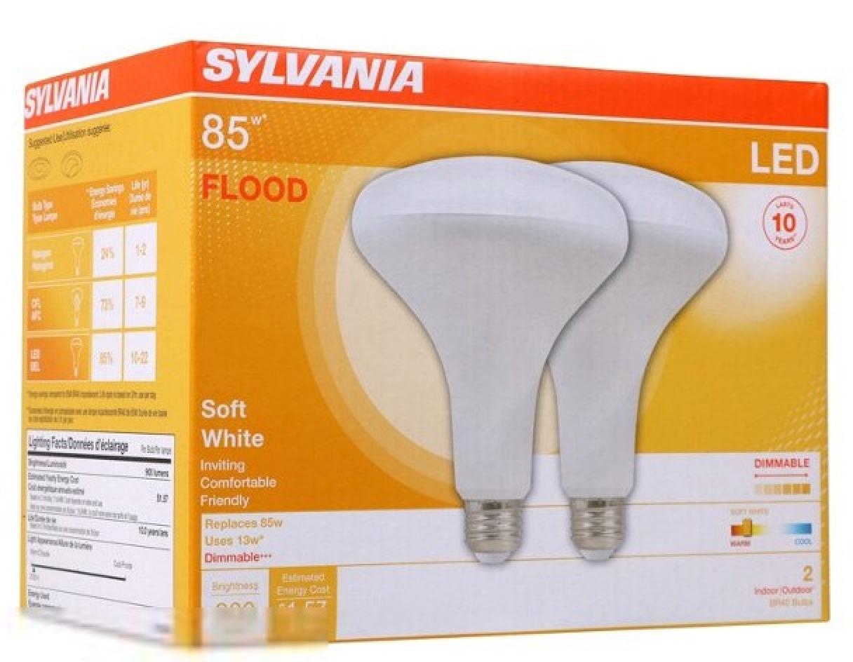 Sylvania LED 85 W Equivalent Soft White Dimmable Flood Light Bulb (2 Pack)