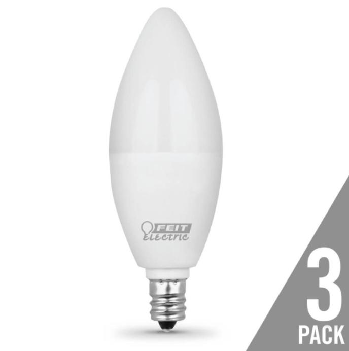 Feit Electric LED 40 Watt Equivalent 300 Lumen Non-Dimmable Candelabra Light Bulb (3 Pack)