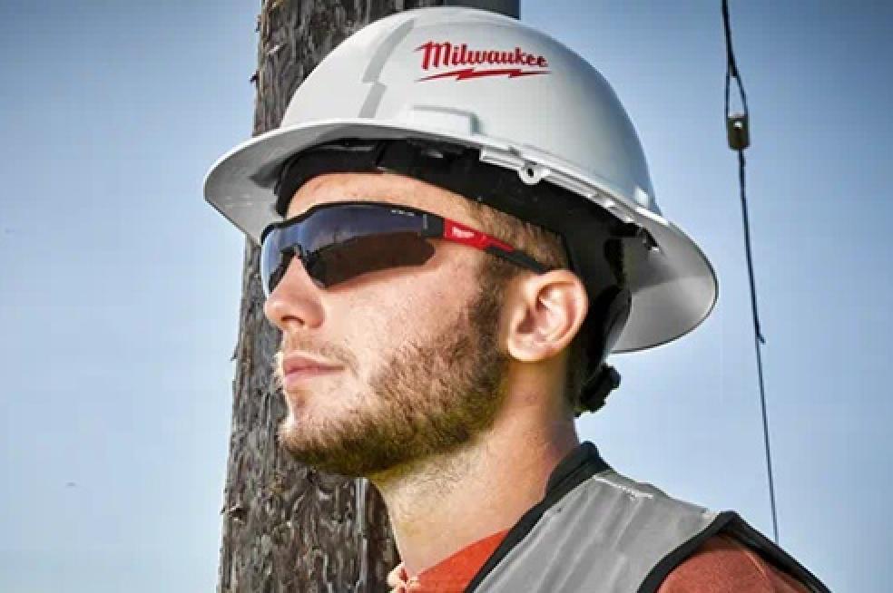 Milwaukee Anti-Scratch Safety Glasses on Model