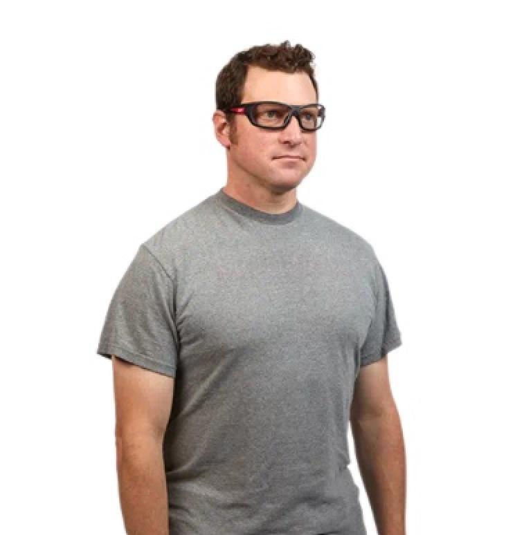 Milwaukee Performance Safety Glasses with Fog Free Lenses on Model