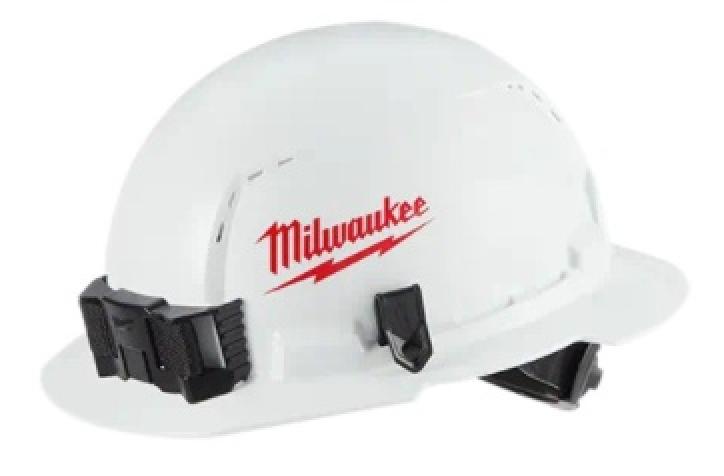 Milwaukee Front Brim Hard Hat with 4pt Ratcheting Suspension with Attachment Clips