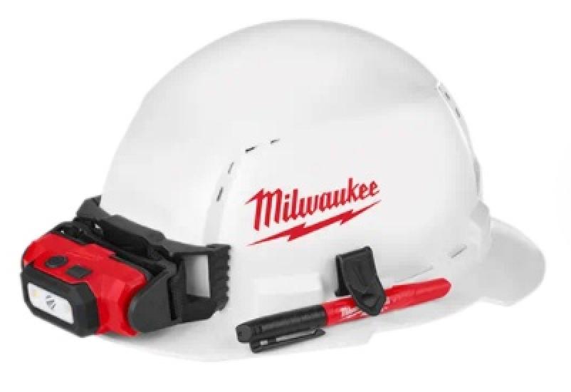 Milwaukee Front Brim Hard Hat with 4pt Ratcheting Suspension in Use