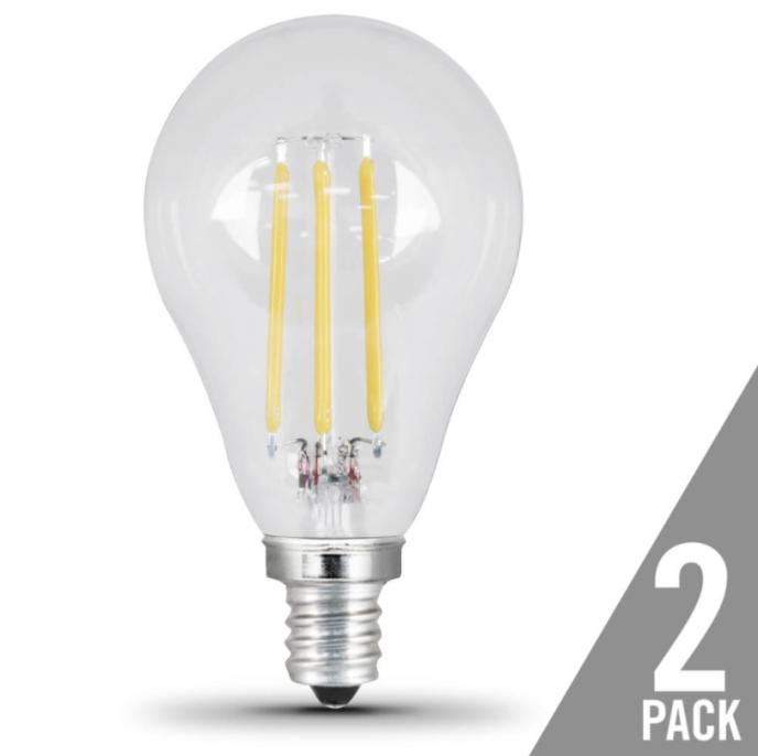 Feit Electric LED 60-Watt Equivalent 500 Lumen A15 Candelabra Daylight Dimmable Light Bulb (2-Pack)