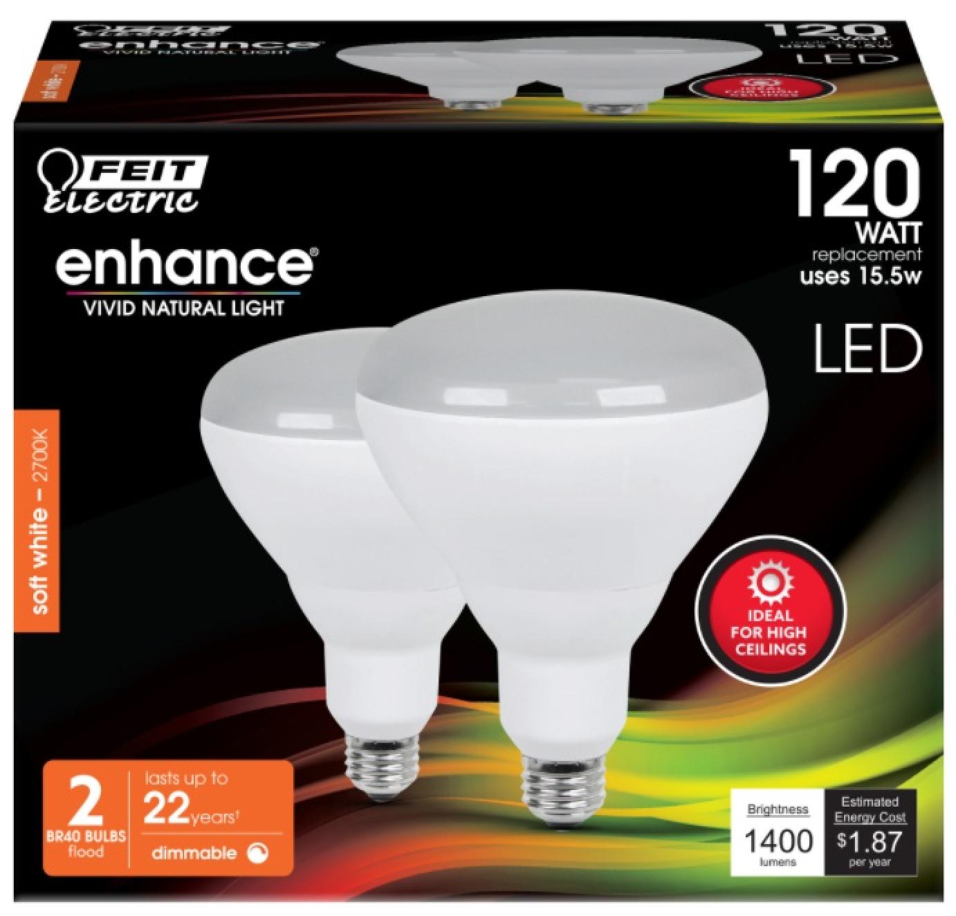 Feit Electric LED 120-Watt Equivalent 1400 Lumen Dimmable Soft Reflector Flood Light Bulb (2-Pack)