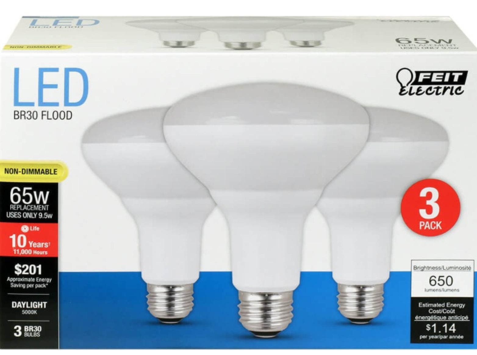 Feit Eclectic LED 65 Watt Equivalent 650 Lumen Non-Dimmable Reflector Light Bulb (3 Pack) 