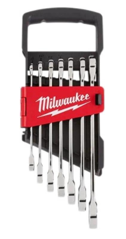 Milwaukee 7pc Ratcheting Combination Wrench Set In Carry Case from Front