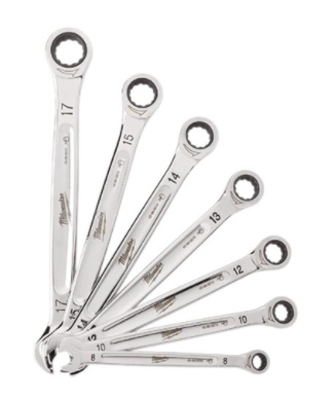 Milwaukee 7pc Ratcheting Combination Wrench Set Fanned Out