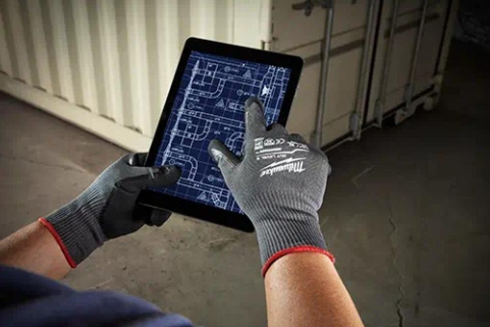 Milwaukee Cut Level 5 Nitrile Dipped Gloves Smart Touch Technology 