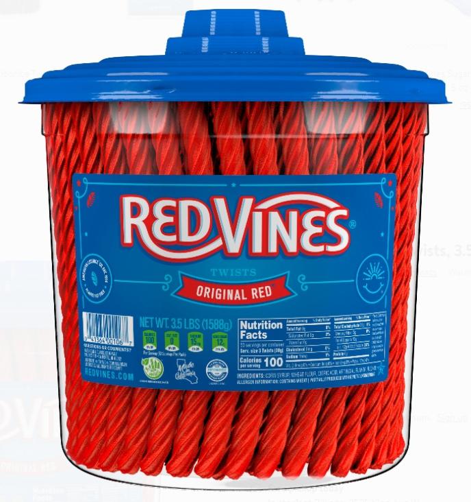 Red Vines Original Red Twists Licorice Jar 3.5lb 