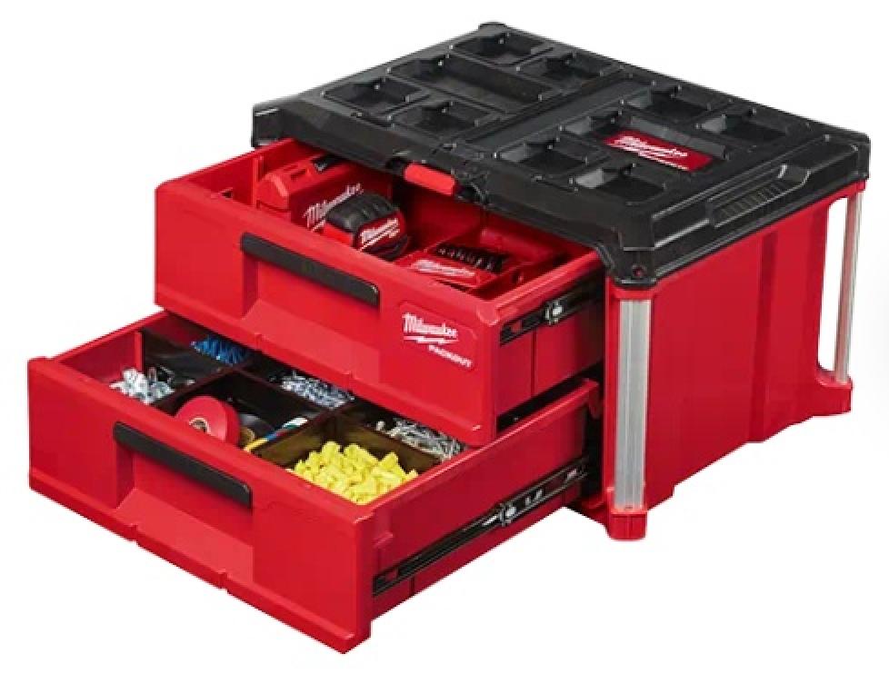 Milwaukee PACKOUT™ 2-Drawer Tool Box Both Drawers Open