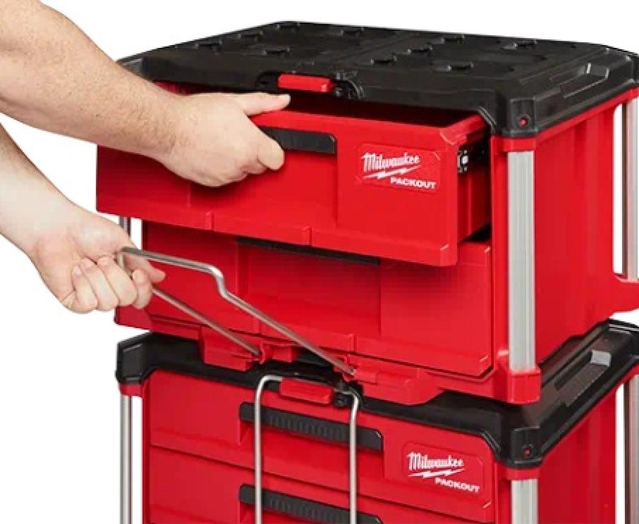 Milwaukee PACKOUT™ 2-Drawer Tool Box On Top of 3-Drawer Tool Box