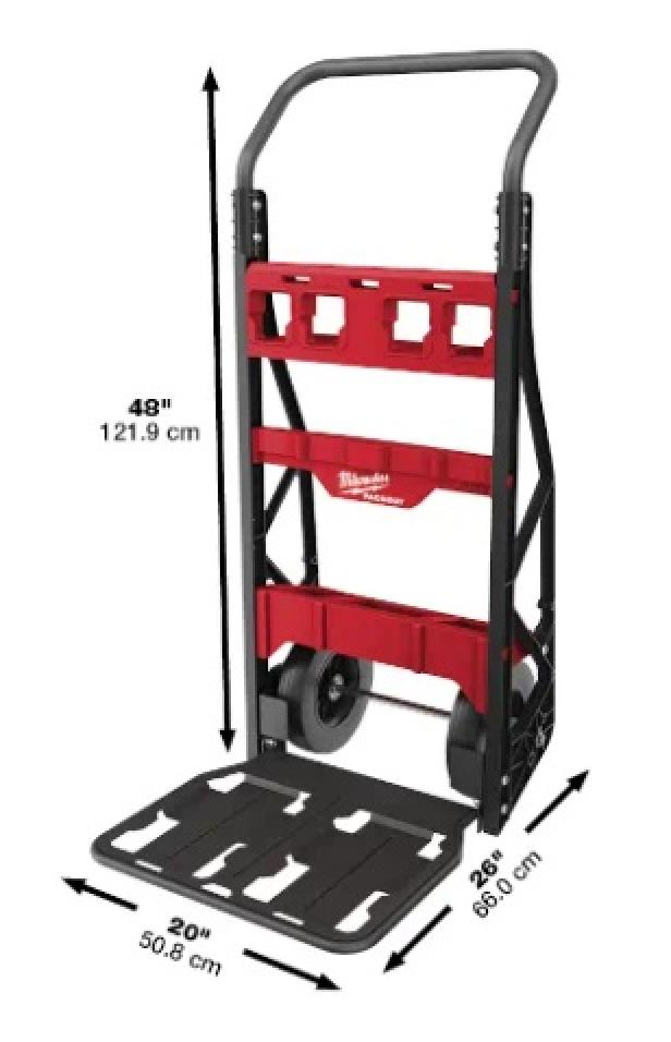 Milwaukee PACKOUT™ 2-Wheel Cart Extended Dimensions