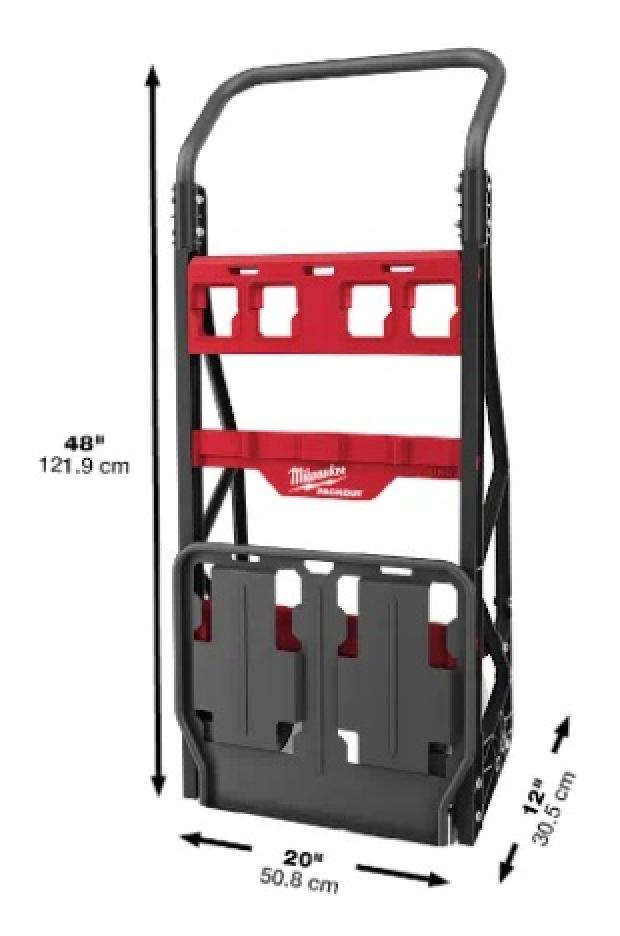Milwaukee PACKOUT™ 2-Wheel Cart Folded Dimensions