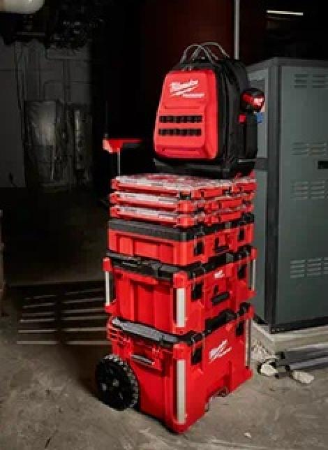 Milwaukee PACKOUT™ Backpack Attached to Packout Tool Boxes
