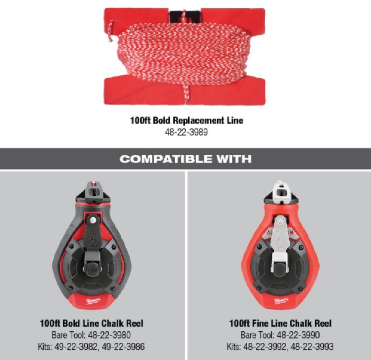 Milwaukee 100 Foot Bold Chalk Wheel Replacement Line Compatibility Information Panel