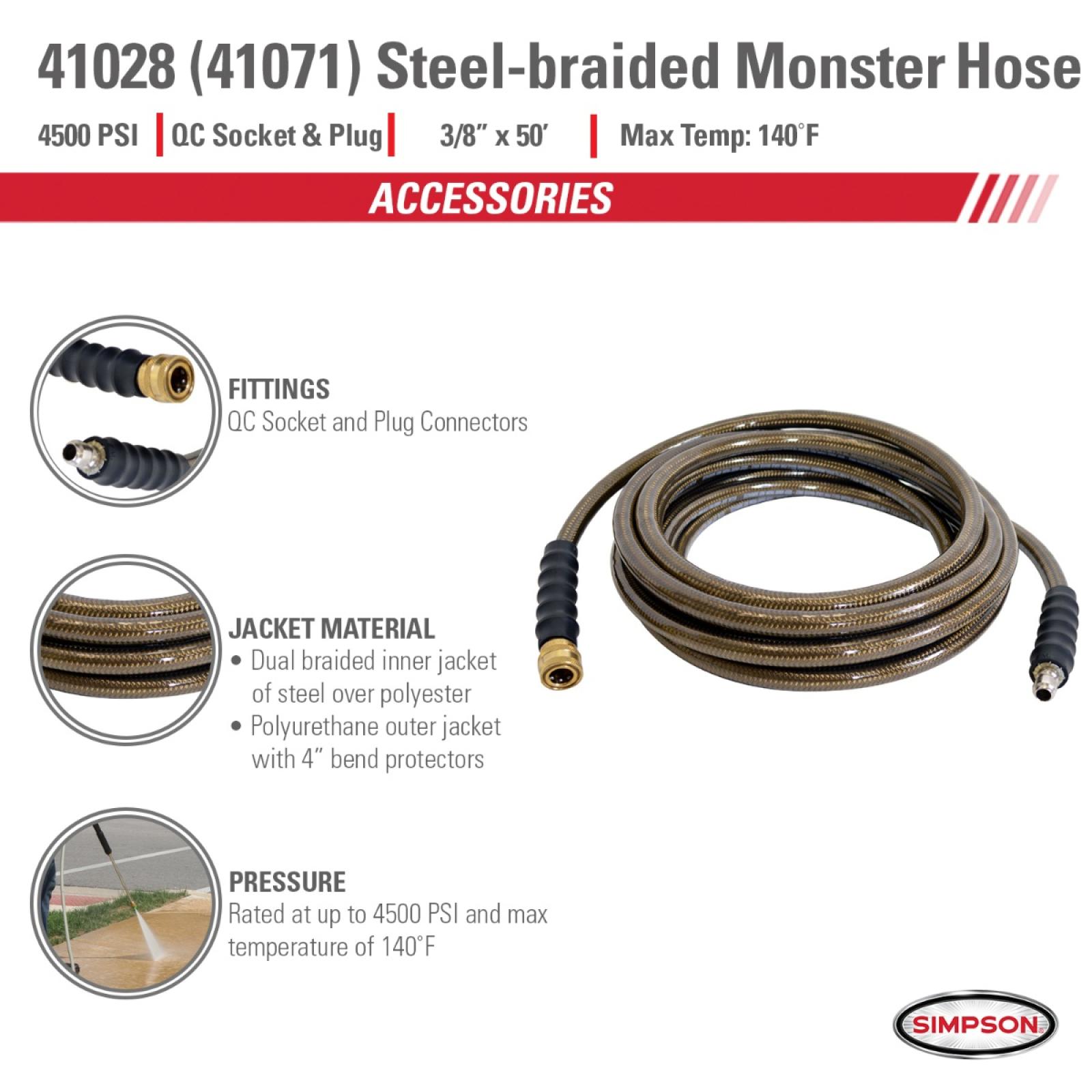 Simpson Steel-braided Monster Pressure Washer Hose