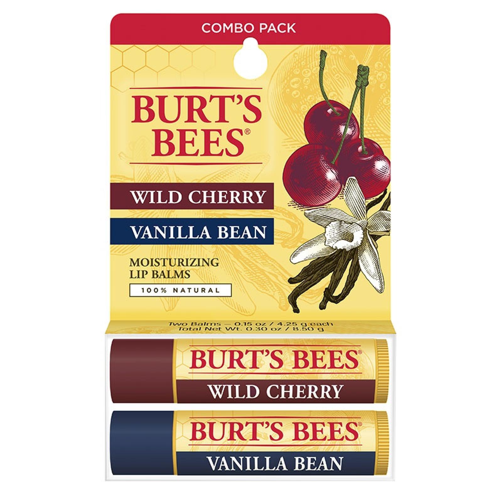 Burt's Bees Wild Cherry/Vanilla Bean Lip Balm Twin Pack